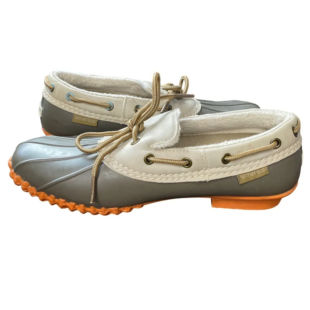 JBU Jambu Gwen Weather‎ Ready Women Duck Shoes Grey Orange Faux Fur Lined 8